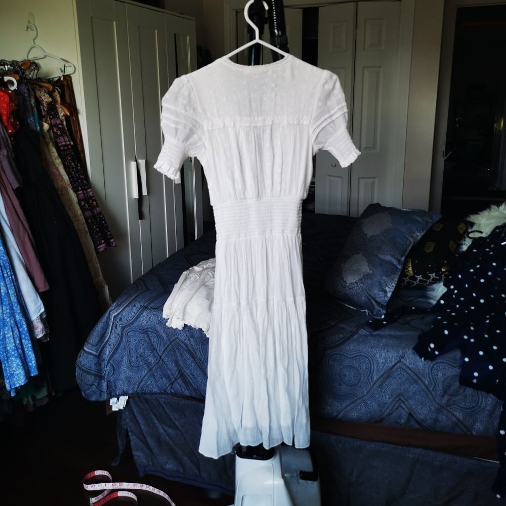 Beautiful boho feminine Rebellion white Midi Dress, short sleeve, size S - Picture 5 of 9